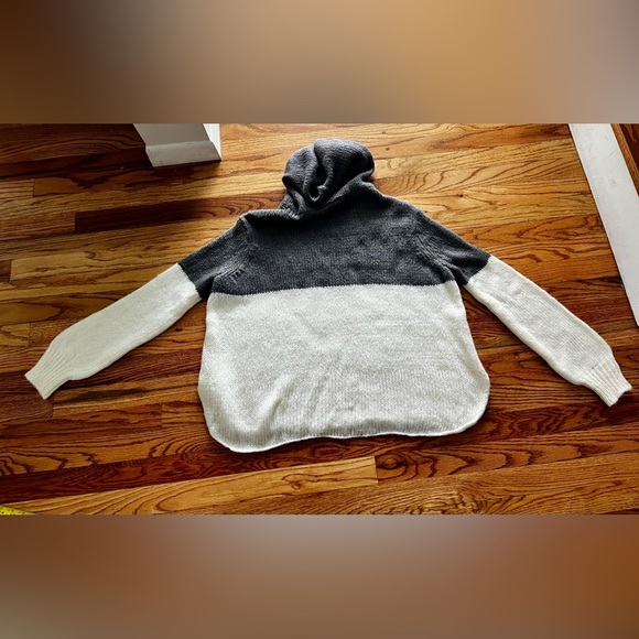 Wooden Ships SNOW cowl neck turtleneck chunky sweater XS Small - white and gray - Picture 10 of 10